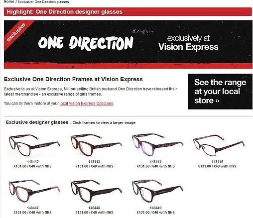 One Direction выпустили очки для девочек