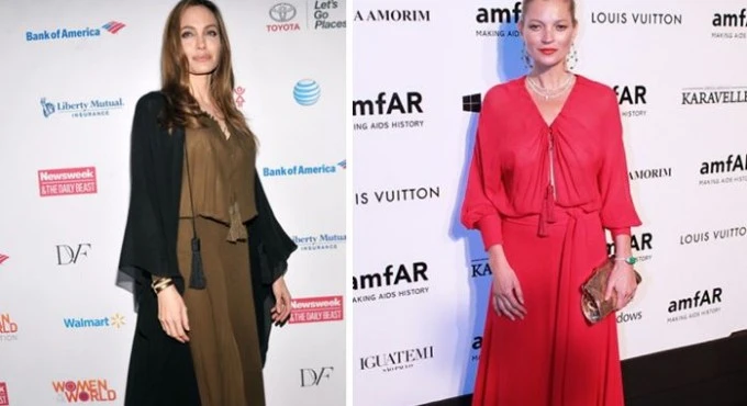 Анджелина Джоли и Кейт Мосс в платье Saint Laurent