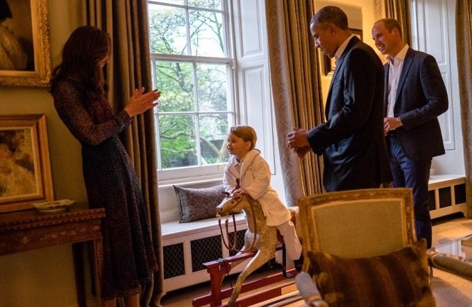 Принц Джордж и Кейт Миддлтон поучаствовали во встрече с Бараком и Мишель Обамой