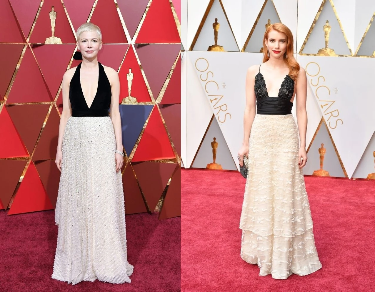 Эмма Робертс и Мишель Уильямс пришли на Оскар 2017 в похожих нарядах