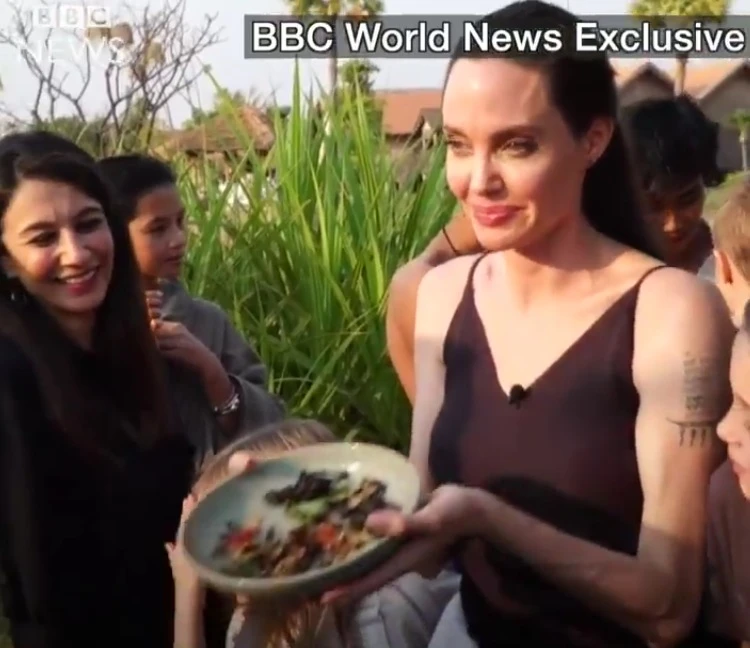 Анджелина Джоли съела паука и угостила насекомыми своих детей