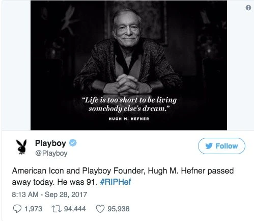 Умер Хью Хефнер &#8212; основатель журнала  Playboy