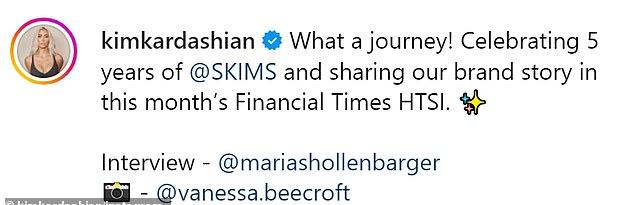 Лицо Skims продвигало свою новую обложку и интервью в новом выпуске Financial Times HTSI